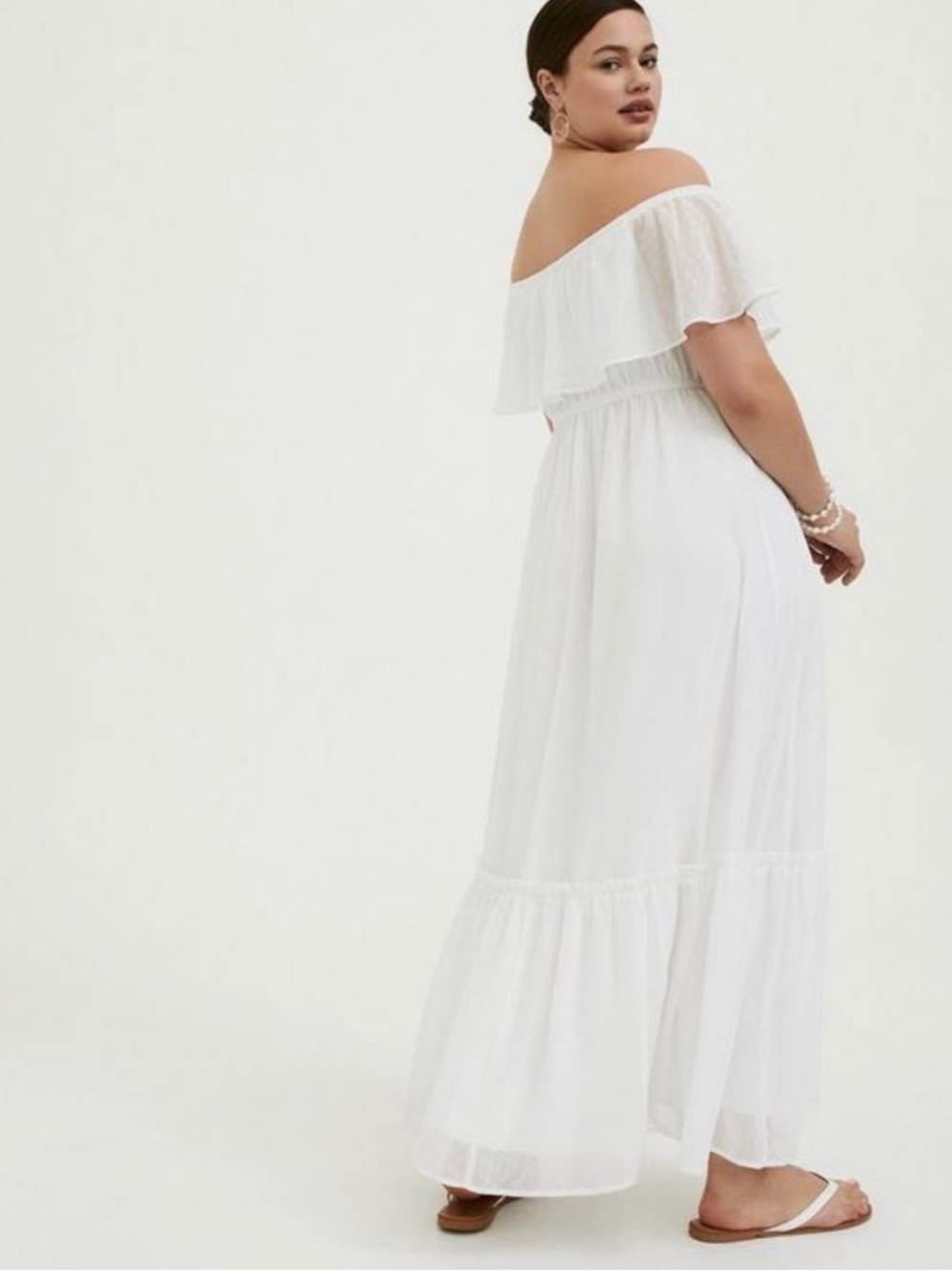 NWT Torrid White Clip Dot Chiffon Bridal Maxi Dress